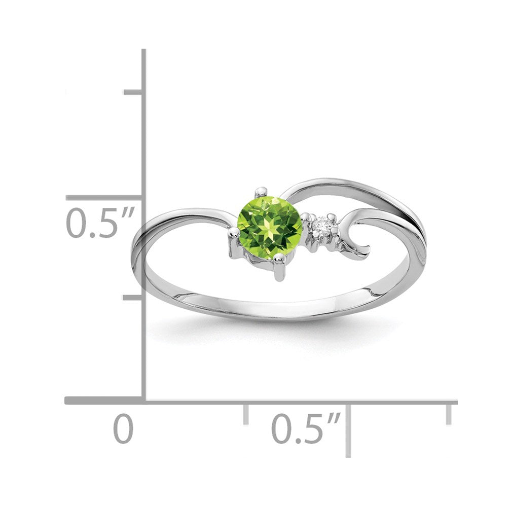 14k White Gold 4mm Peridot A Diamond ring
