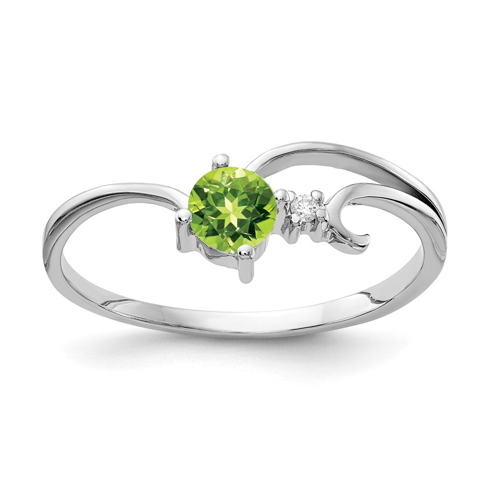 14k White Gold 4mm Peridot AAA Diamond ring