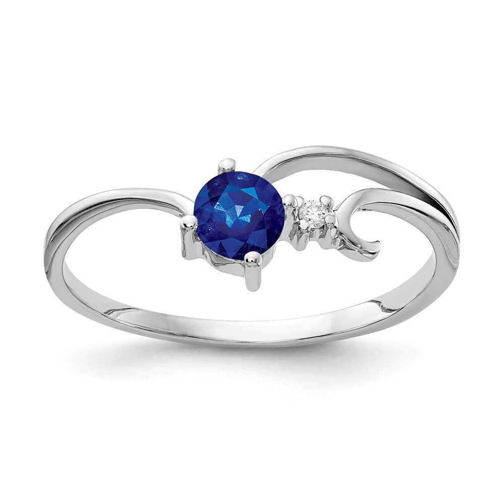 14k White Gold 4mm Sapphire A Diamond ring
