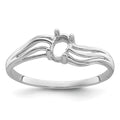 14k White Gold Polished 5x3 Oval Gemstone Wave Ring Mounting