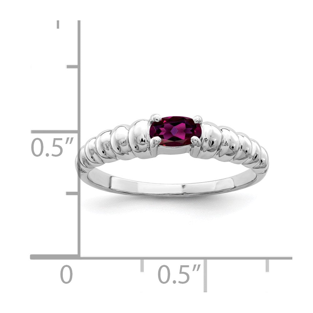 14k White Gold 5x3mm Oval Rhodolite Garnet ring
