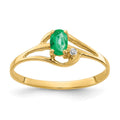 14k 5x3mm Oval Emerald VS Diamond ring