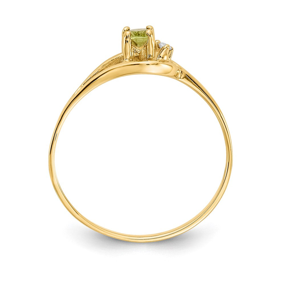 14k 5x3mm Oval Peridot VS Diamond ring