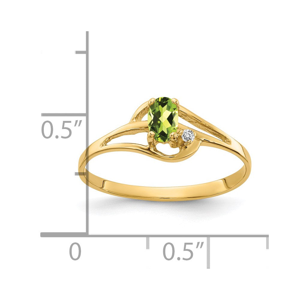 14k 5x3mm Oval Peridot A Diamond ring
