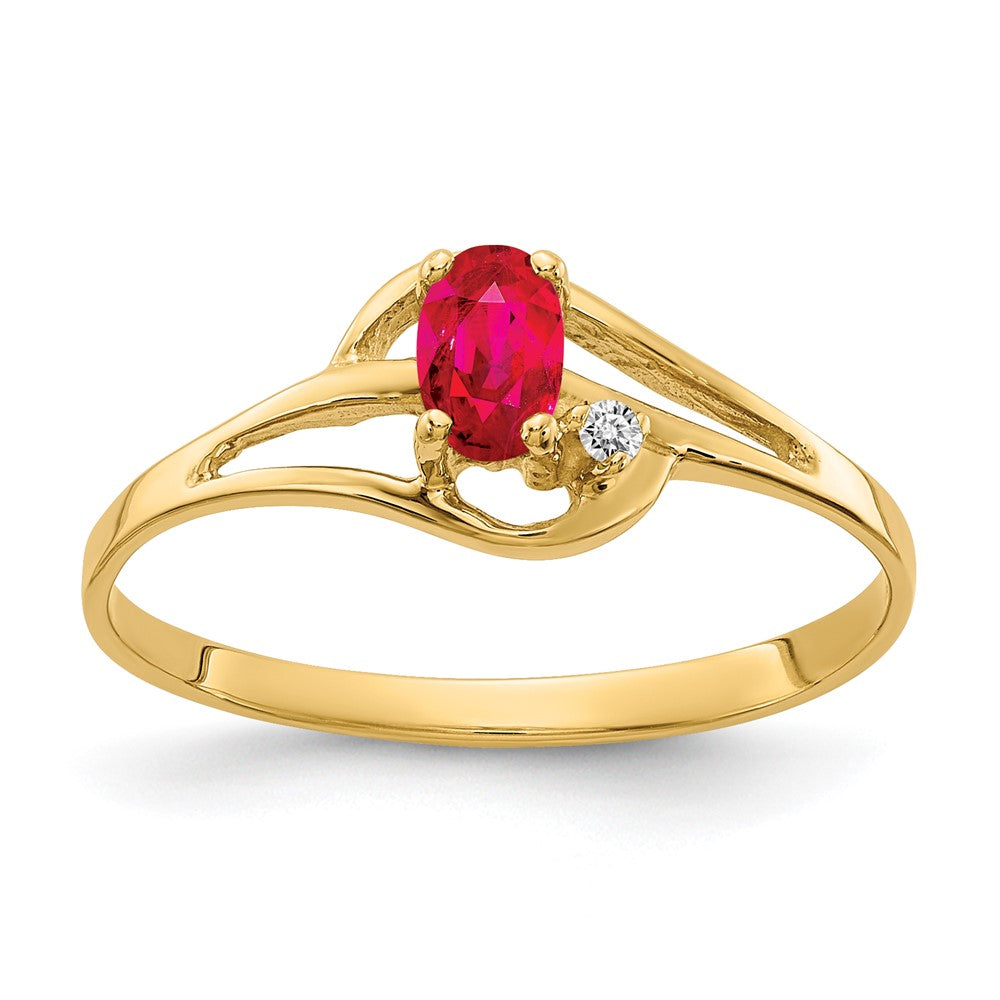 14k 5x3mm Oval Ruby VS Diamond ring