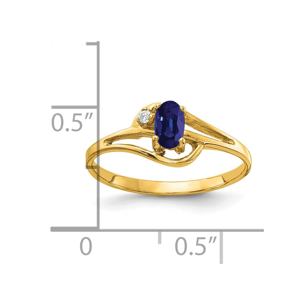 14k 5x3mm Oval Sapphire AAA Diamond ring