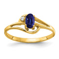 14k 5x3mm Oval Sapphire A Diamond ring