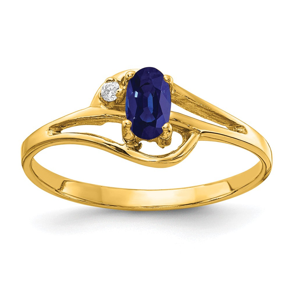14k 5x3mm Oval Sapphire A Diamond ring