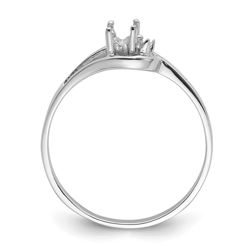 14k White Gold Polished .01ct. Diamond & 5x3 Oval Gemstone Ring Mounting
