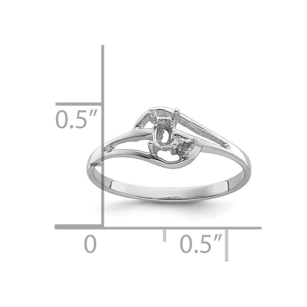 14k White Gold Polished .01ct. Diamond & 5x3 Oval Gemstone Ring Mounting