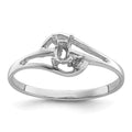 14k White Gold Polished .01ct. Diamond & 5x3 Oval Gemstone Ring Mounting