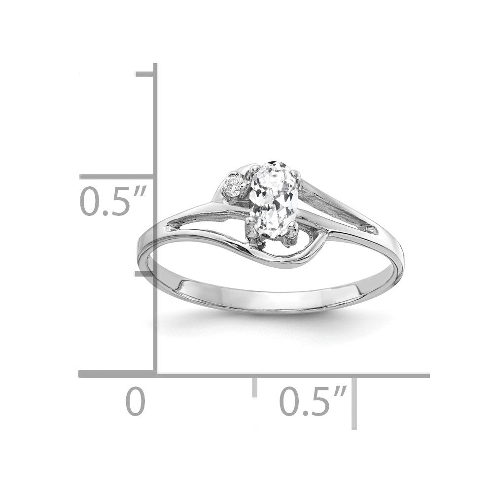 14k White Gold 5x3mm Oval Cubic Zirconia AA Diamond ring