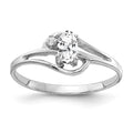 14k White Gold 5x3mm Oval Cubic Zirconia AA Diamond ring