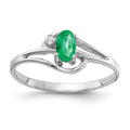 14k White Gold 5x3mm Oval Emerald AAA Diamond ring