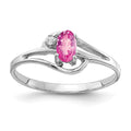 14k White Gold 5x3mm Oval Pink Sapphire VS Diamond ring