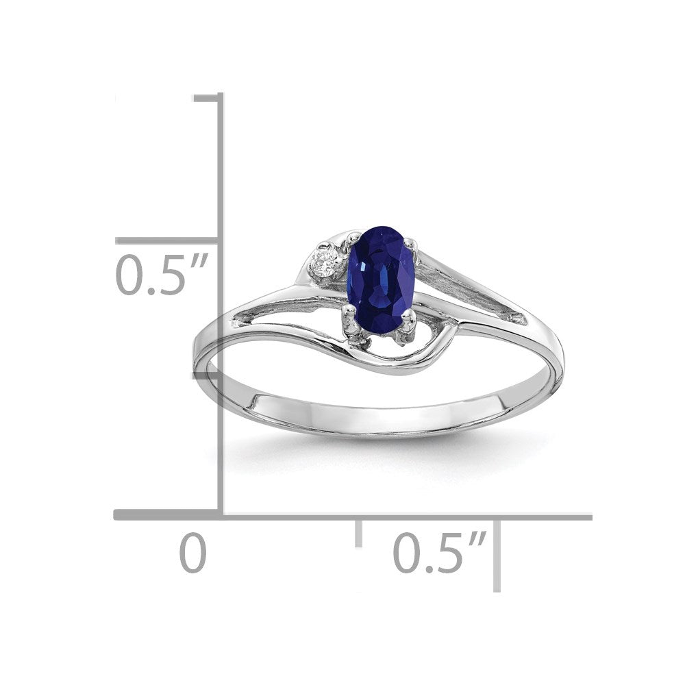 14k White Gold 5x3mm Oval Sapphire AA Diamond ring