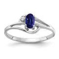 14k White Gold 5x3mm Oval Sapphire AA Diamond ring