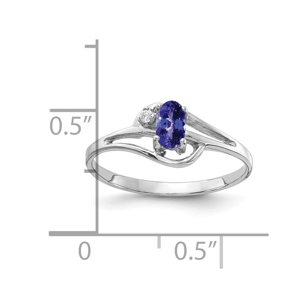 14k White Gold 5x3mm Oval Tanzanite AA Diamond ring