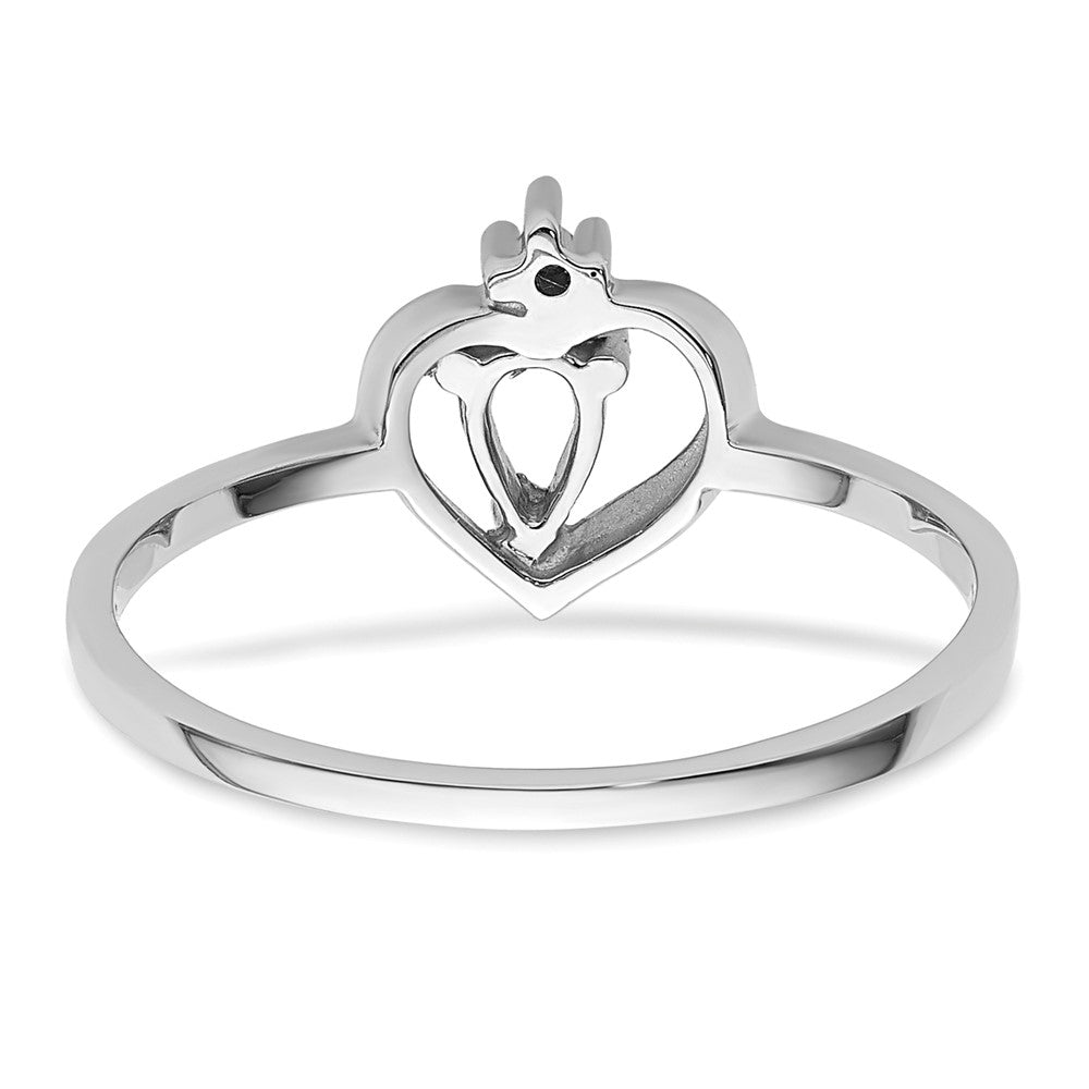 14k White Gold Polished .02ct. Diamond & 5x3 Pear Gemstone Ring Mounting