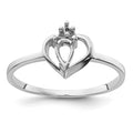 14k White Gold Polished .02ct. Diamond & 5x3 Pear Gemstone Ring Mounting