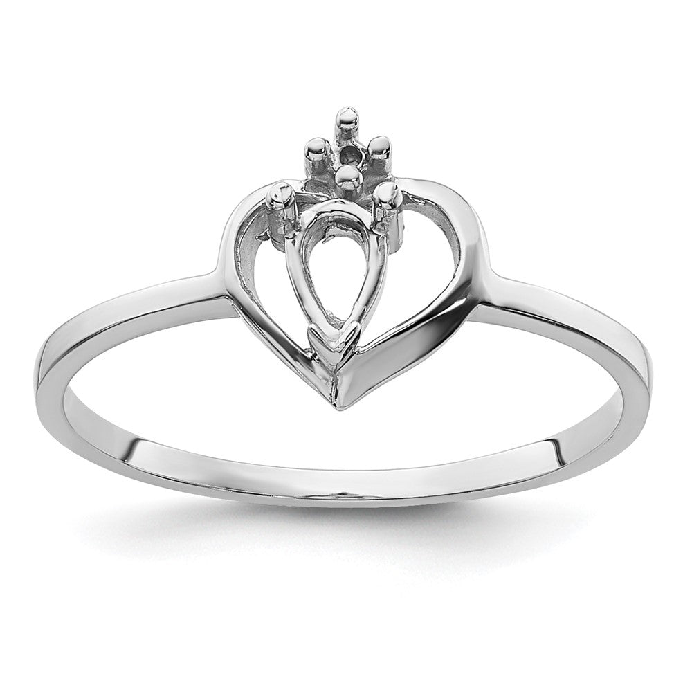 14k White Gold Polished .02ct. Diamond & 5x3 Pear Gemstone Ring Mounting