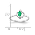 14k White Gold 5x3mm Pear Emerald AA Diamond ring