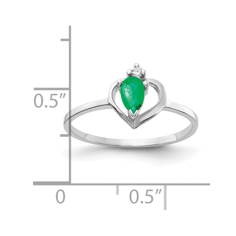 14k White Gold 5x3mm Pear Emerald AA Diamond ring