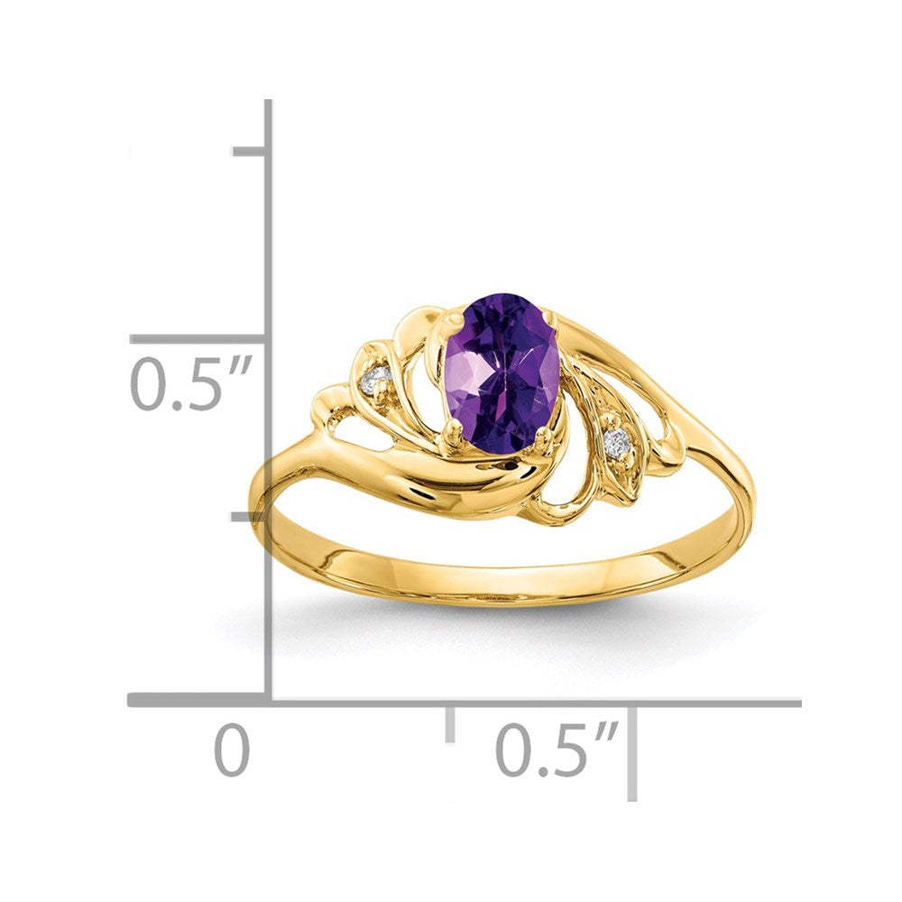 14k 6x4mm Oval Amethyst A Diamond ring