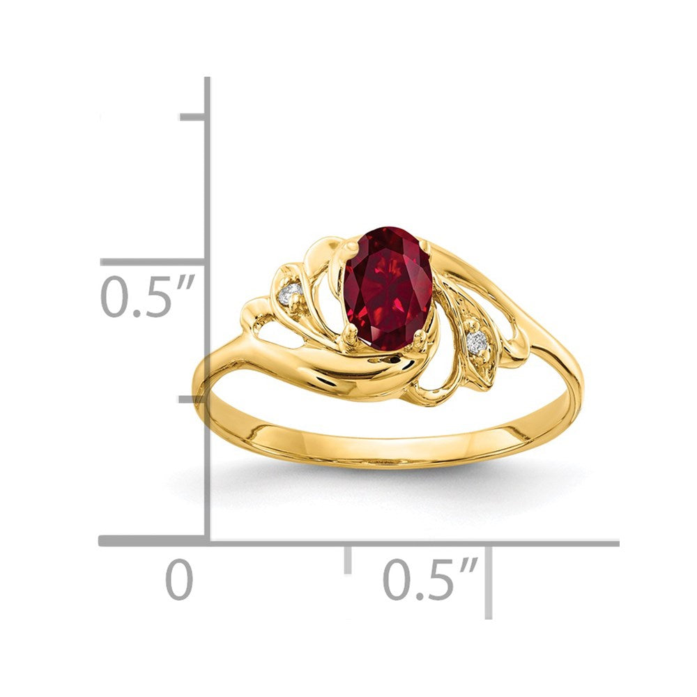 14k 6x4mm Oval Created Ruby A Diamond ring