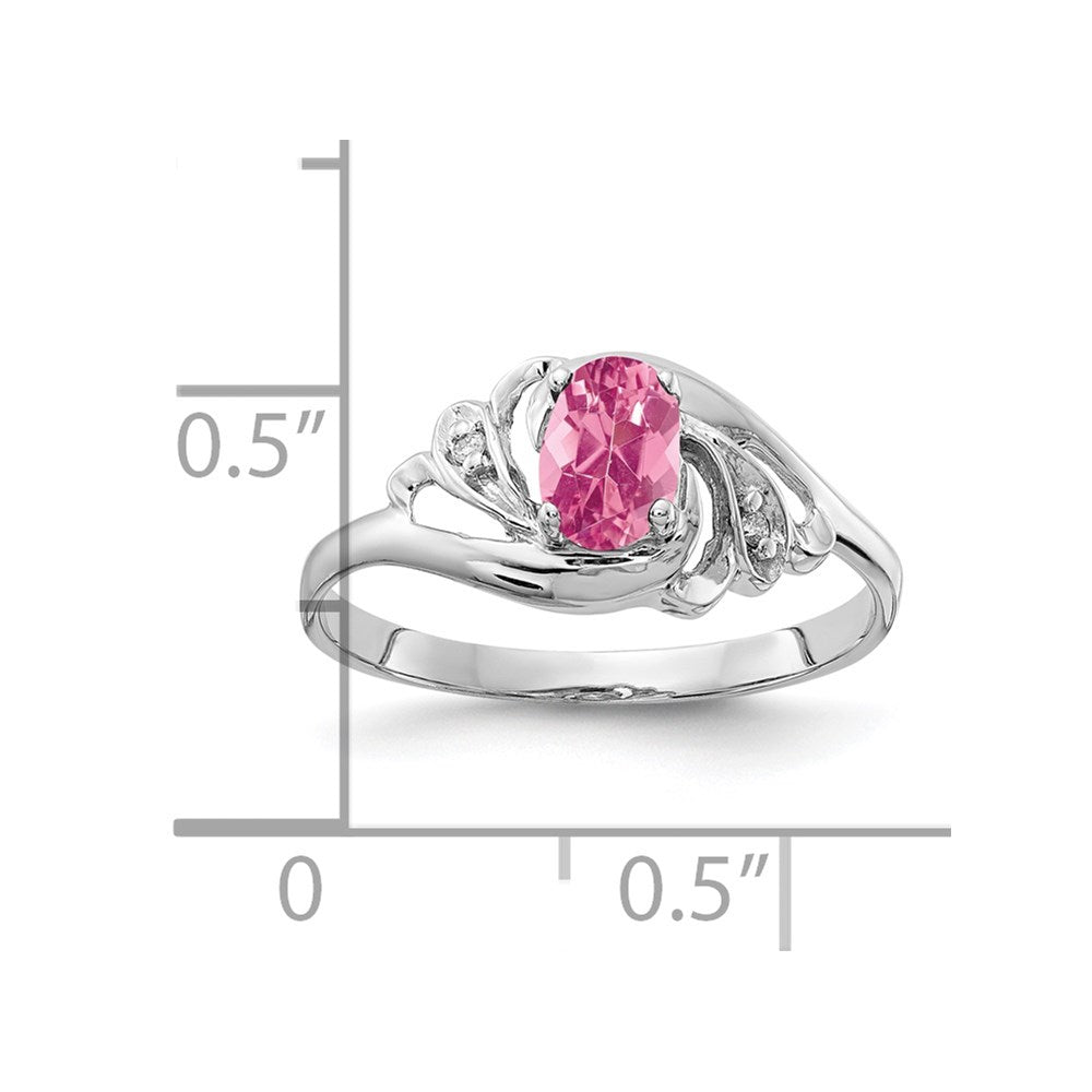 14k White Gold 6x4mm Oval Pink Tourmaline AA Diamond ring