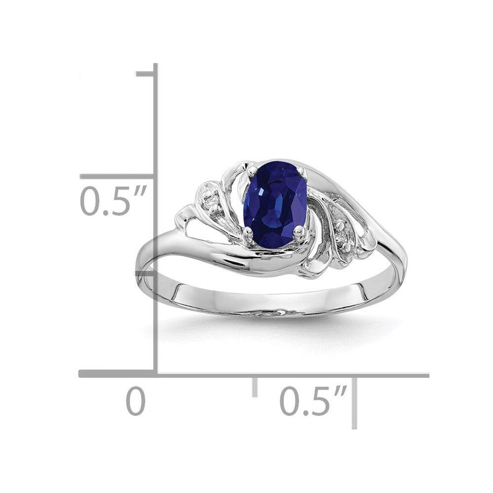 14k White Gold 6x4mm Oval Sapphire AAA Diamond ring