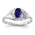 14k White Gold 6x4mm Oval Sapphire VS Diamond ring