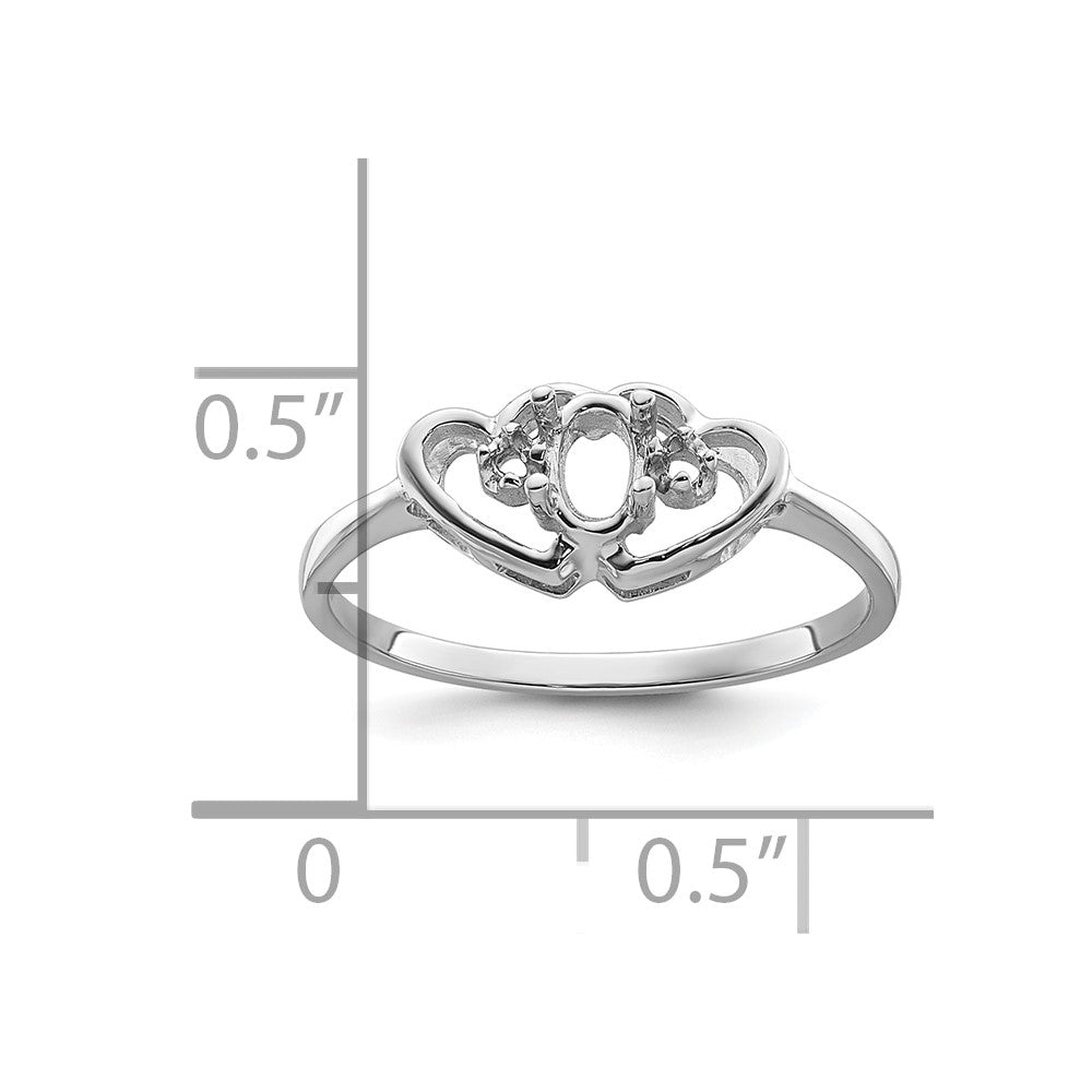 14k White Gold Polished .03ct. Diamond & 5x3 Oval Gemstone Ring Mounting