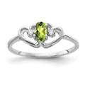14k White Gold 5x3mm Oval Peridot AA Diamond ring