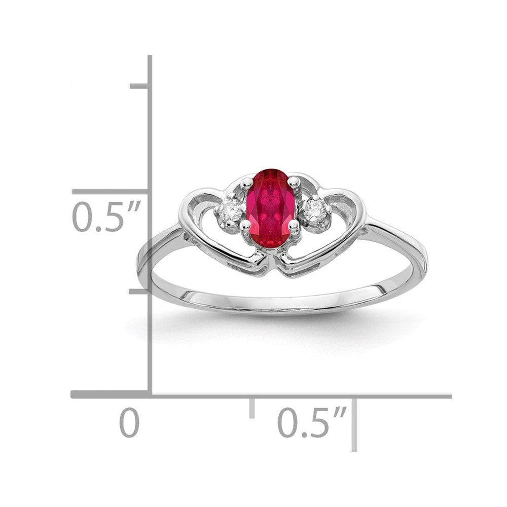 14k White Gold 5x3mm Oval Ruby A Diamond ring