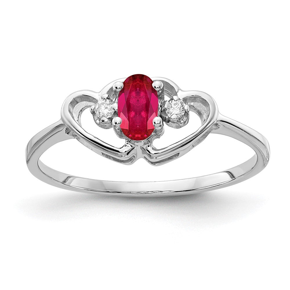 14k White Gold 5x3mm Oval Ruby A Diamond ring