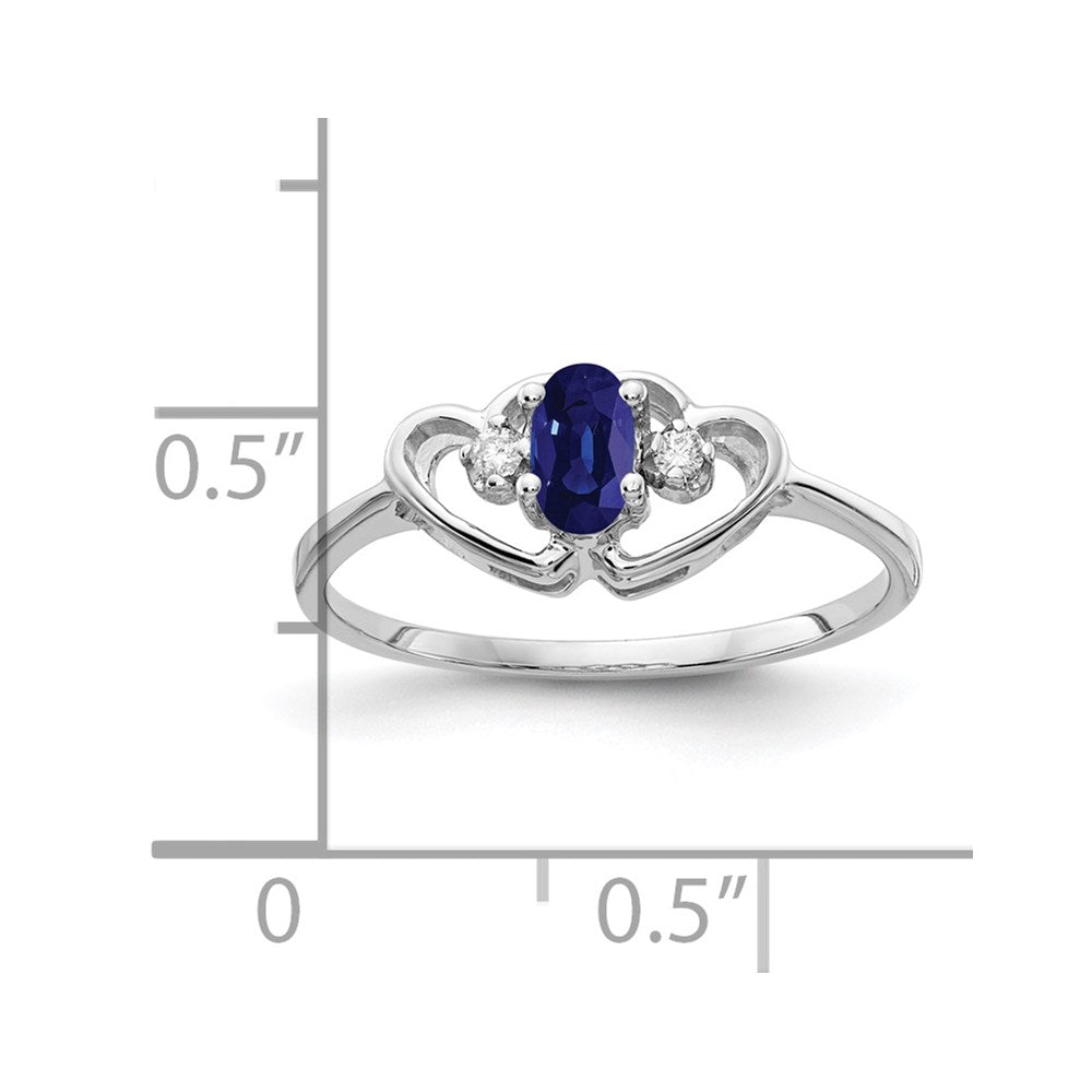 14k White Gold 5x3mm Oval Sapphire AA Diamond ring