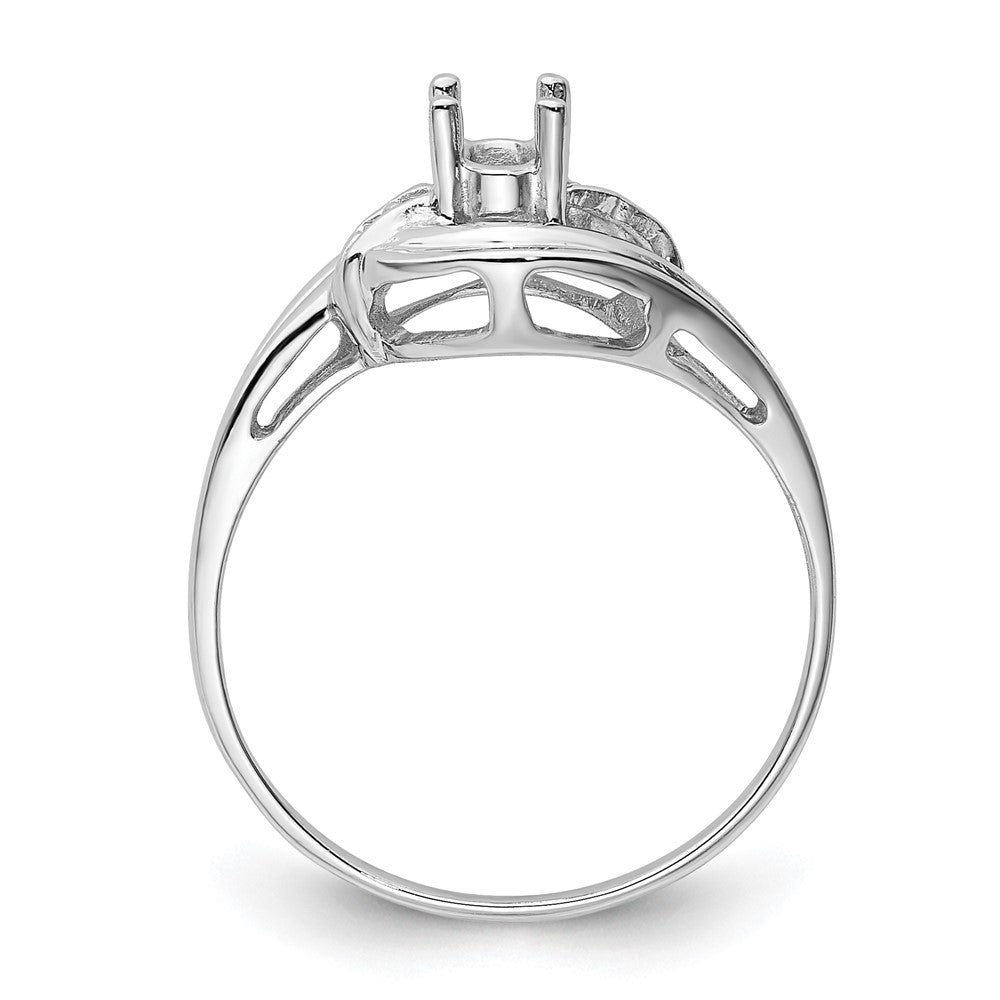 14k White Gold Polished .04ct. Diamond & 5x3 Oval Gemstone Ring Mounting