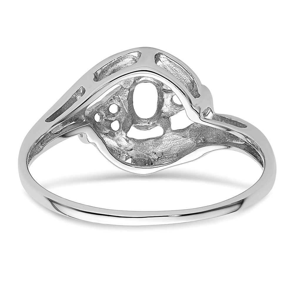 14k White Gold Polished .04ct. Diamond & 5x3 Oval Gemstone Ring Mounting