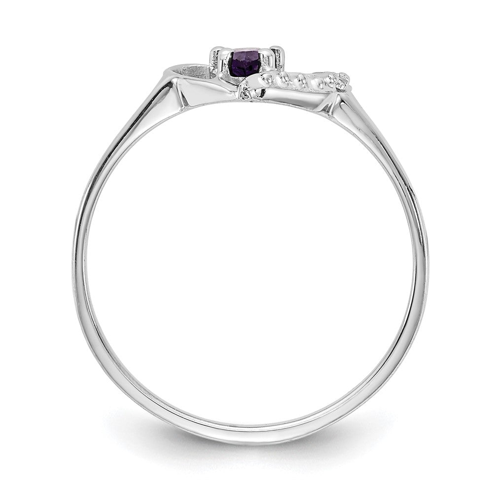 14k White Gold Polished .01ct. Diamond & 5x3 Pear Gemstone Heart Ring Mount