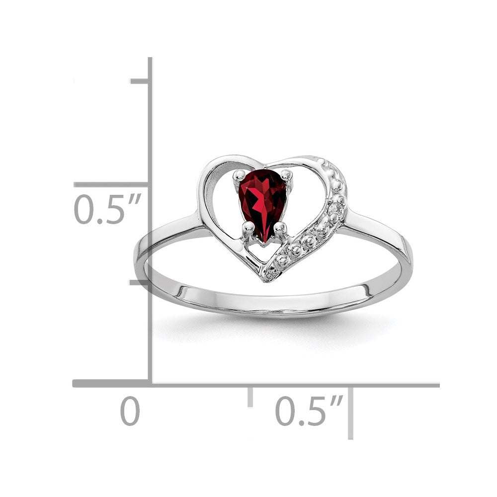 14k White Gold 5x3mm Pear Garnet AA Diamond ring