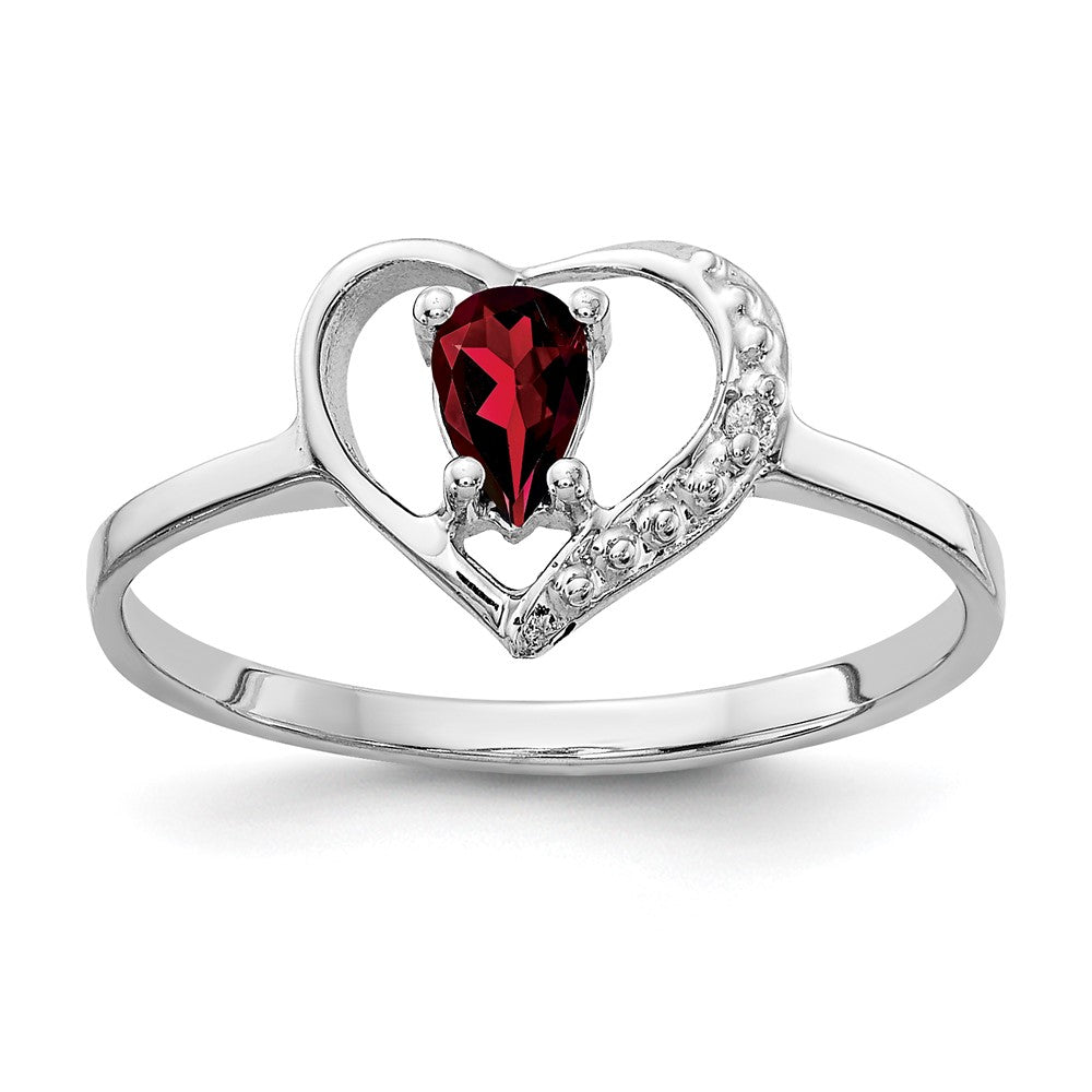 14k White Gold 5x3mm Pear Garnet AA Diamond ring