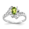 14k White Gold 6x4mm Oval Peridot AA Diamond ring
