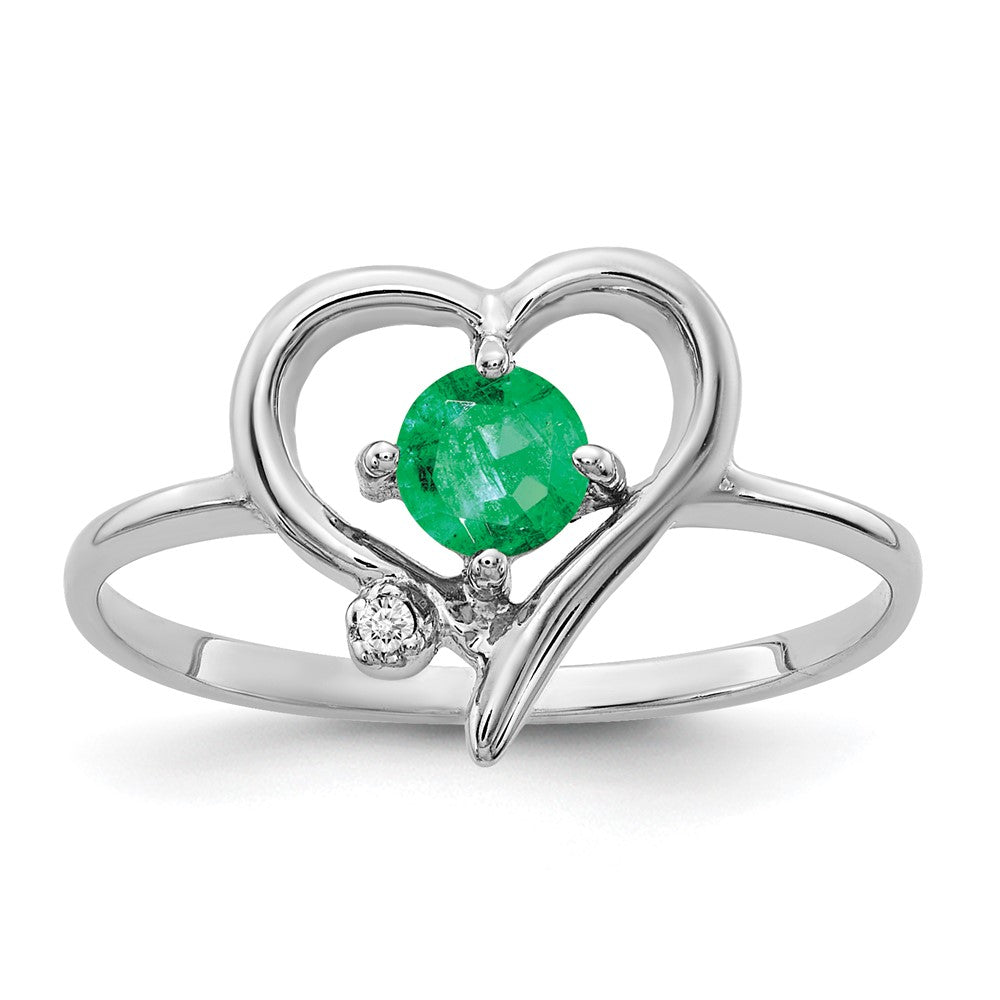 14k White Gold 4mm Emerald AA Diamond ring