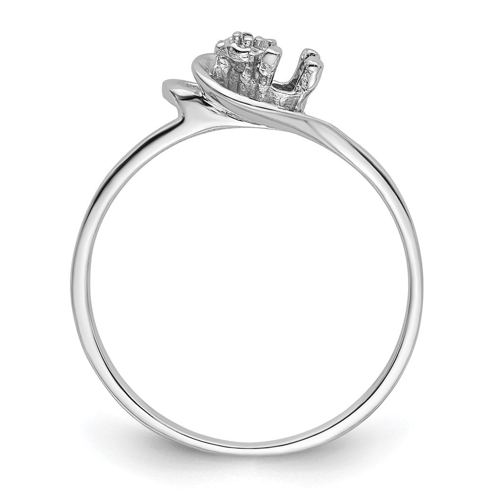 14k White Gold Polished .004ct. Diamond & 3mm Round Gemstone Ring Mounting