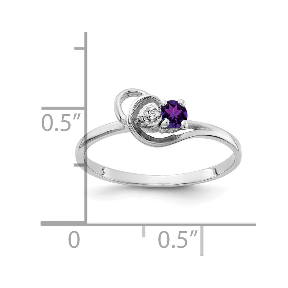 14k White Gold 3mm Amethyst AA Diamond ring
