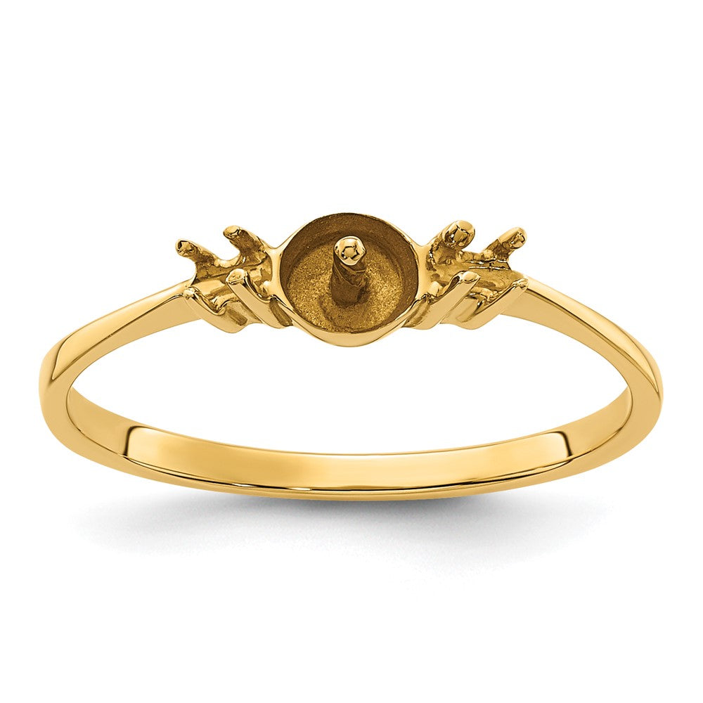 14k Polished Diamond & Pearl Ring Mounting