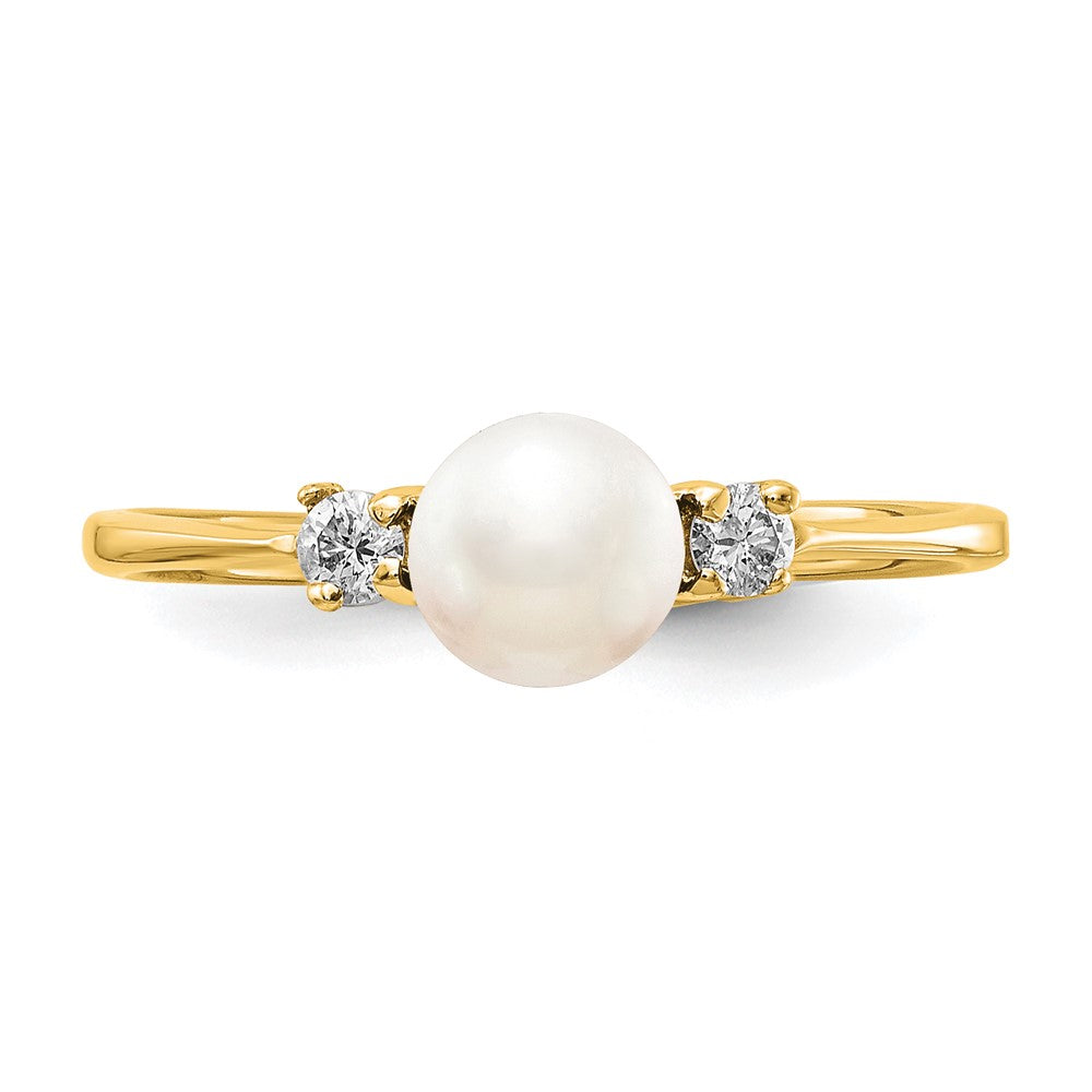 14k 5mm FW Cultured Pearl AA Diamond ring