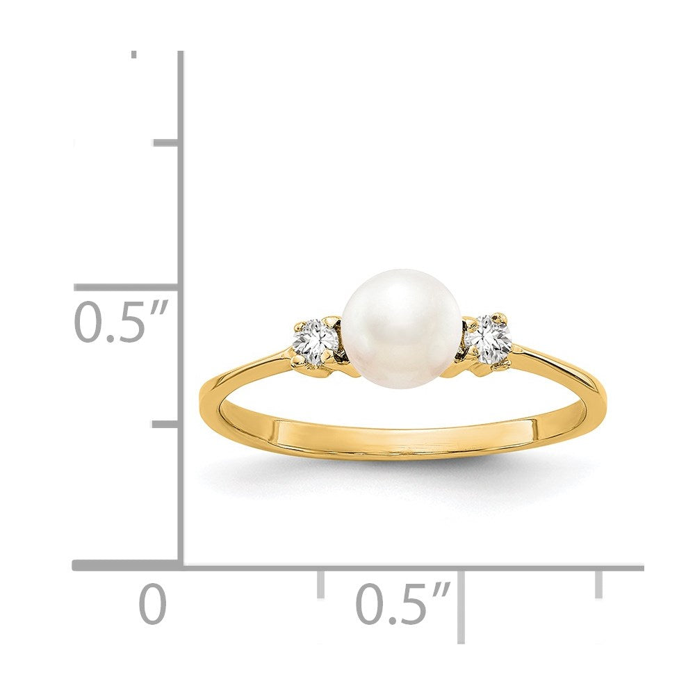 14k 5mm FW Cultured Pearl AAA Diamond ring