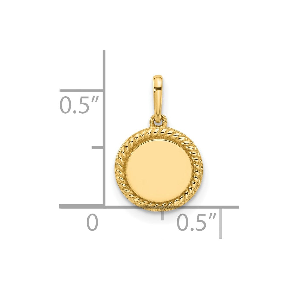 14K Polished Round with Rope Border Charm
